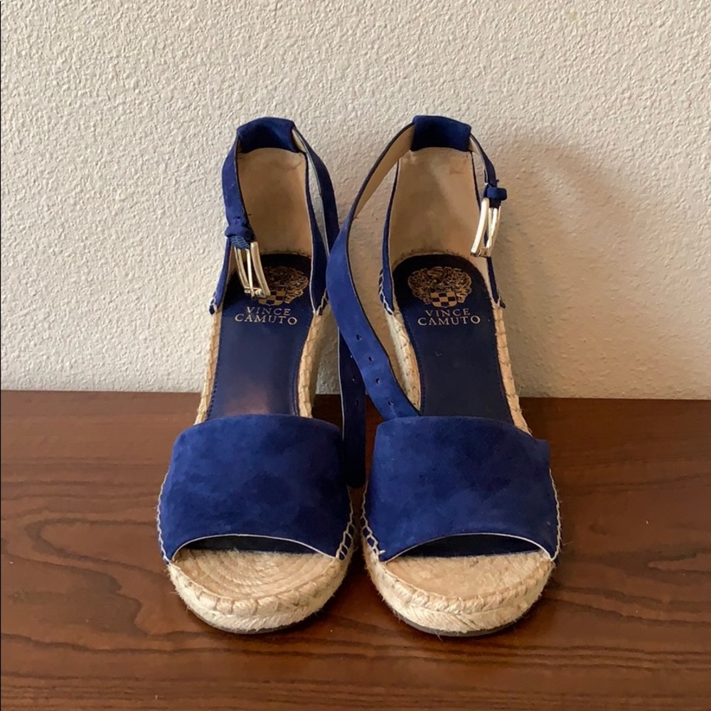 Vince Camuto Espadrilles Blue Suede Sandals Wedges
